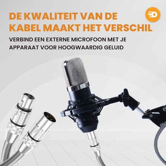 Drivv. Premium XLR Kabel - Microfoon kabel - Mannelijk naar Vrouwelijk 3 pin - 3 Meter - Zilver