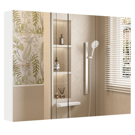 Coast Badkamer Wandspiegelkast - drie deuren - 6 vakken - wit - 87 x 65 x 12,5 cm
