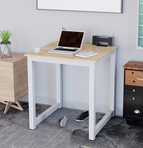 Keukentafel - bureau tafel - 75 cm x 75 cm - wit bruin