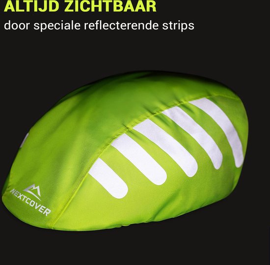NEXTCOVER® Universele regenhoes voor fietshelmen - 100% wind- en waterdichte helmhoes - Reflecterende fietsregenhoes voor alle helmen - Waterdichte helmhoes met reflecterende veiligheidsmarkeringen