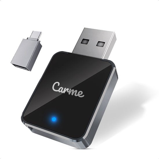 CarMe Mini 2-in-1 CarPlay Dongle V2 - Draadloos CarPlay & Android Auto - USB-A & USB-C - Android Auto Dongle - Zwart