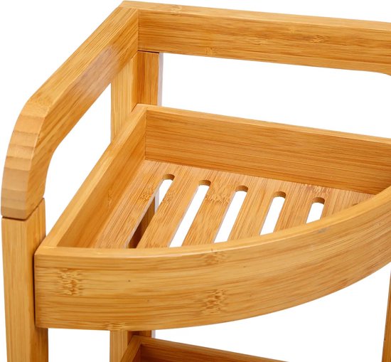 5Five Doucherekje/badkamerrekje hoek model - bamboe - 3 lagen - 23 x 61 cm