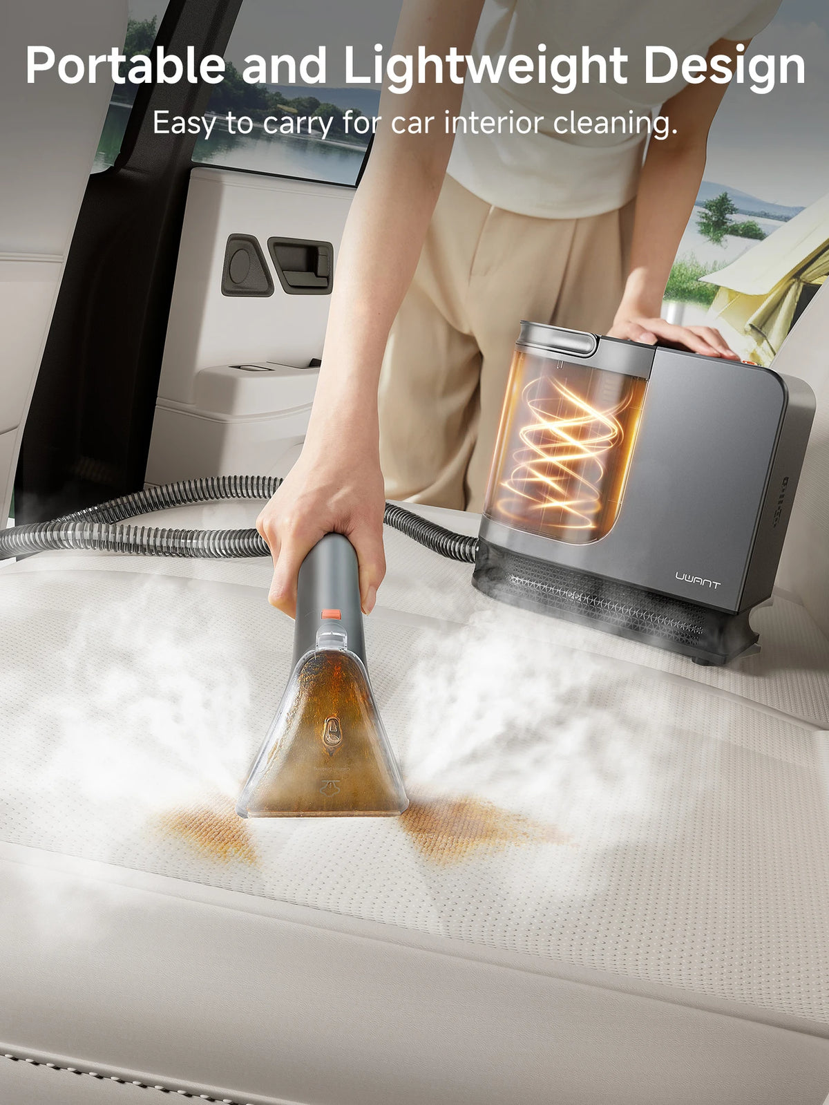 UWANT B400 Multi Spotreiniger - Grijs - 600W, 18000Pa, Stoomfunctie - Voor Bed/Bank/Tapijt/Auto