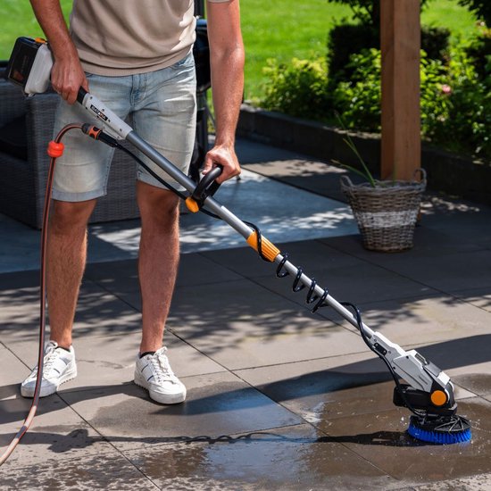 Batavia Accu 18V Twin Brush telescopische reinigingsborstel - Excl. Accu en Oplader - Schrobborstel met telescopische steel - Ergonomisch, waterdicht, verstelbare borstelkop voor moeiteloos reinigen van daken, zonnepanelen en zwembad - Maxxpack