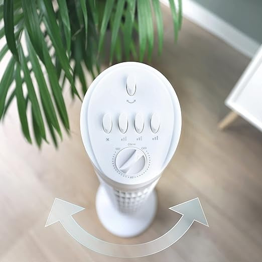 JAP Appliances Quebec - Energiezuinige (50W) Ventilator met timer - Torenventilator met 3 snelheden - Wit
