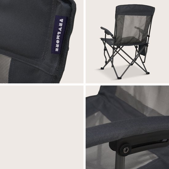 TRVLMORE Campingstoel - Opvouwbaar - 150KG Draagvermogen - Incl. Draagtas - Klapstoel - Visstoel - Kampeerstoel - Vouwstoel - Grijs