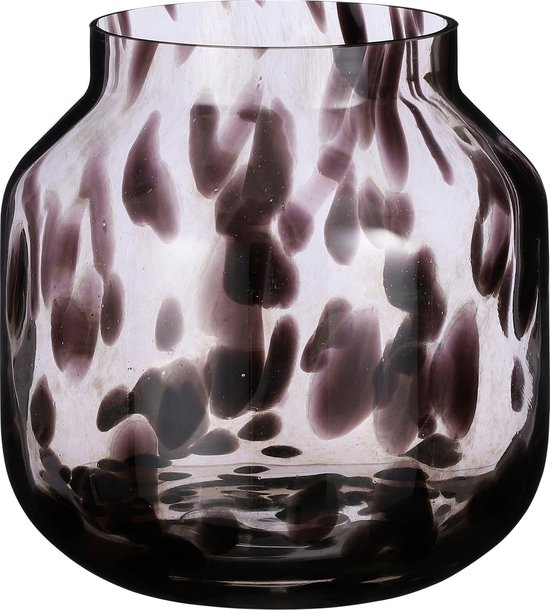 Mica Decorations Pantera Vaas - Glas - Bruin met Luipaardprint - 27x26 cm
