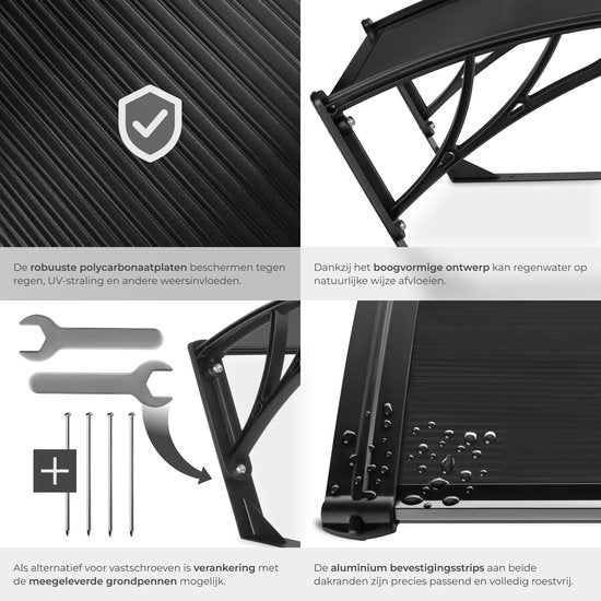 tectake® Garage voor Robotmaaier - Grasmaaier Carport - Robot Maaier Laadstation Afdak - Weerbestendig - 81 x 100 x 48 cm - Inclusief 4 Grondpennen - Zwart