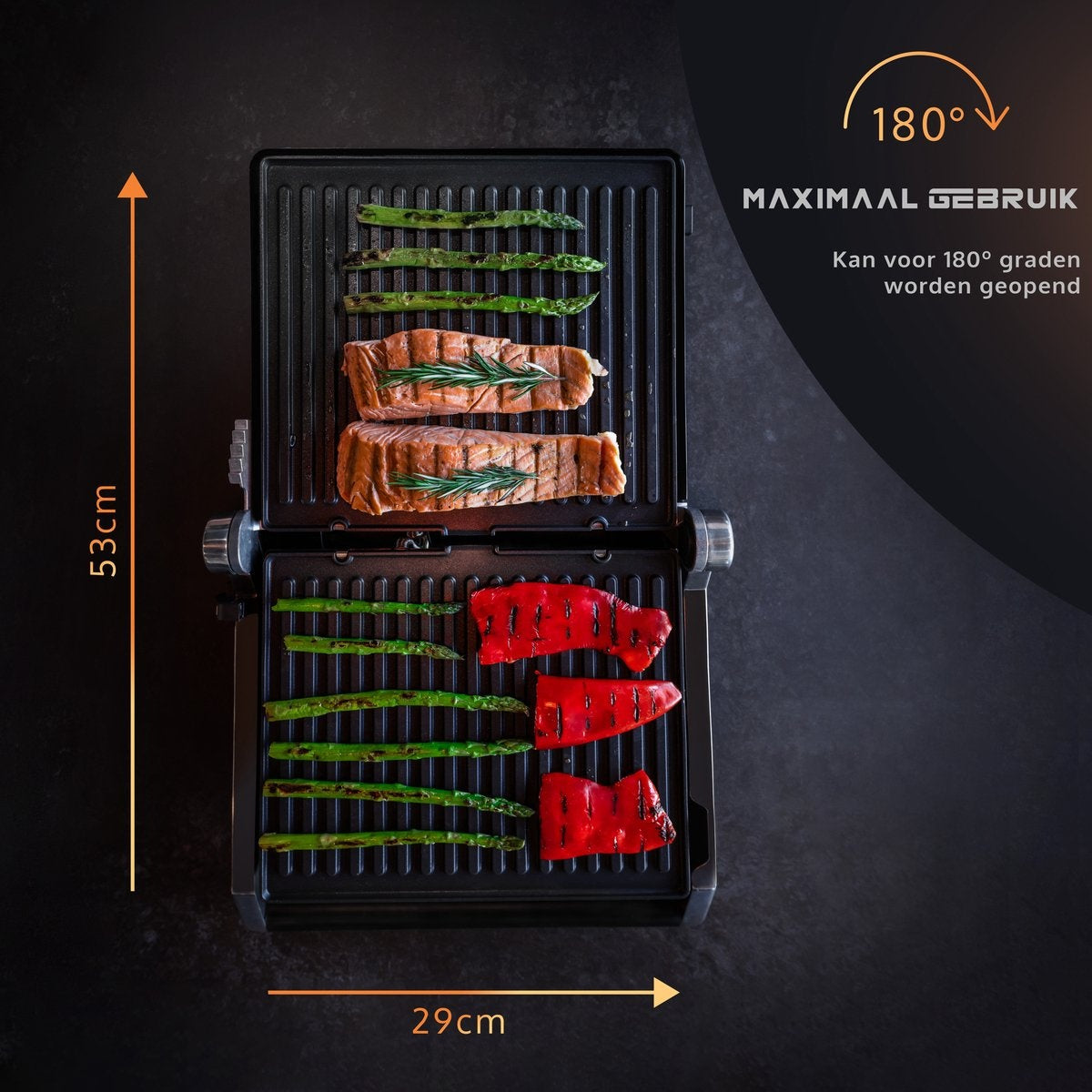JAP Appliances Integrill – Contactgrill 2000W – Uitklapbaar – Uitneembare Platen
