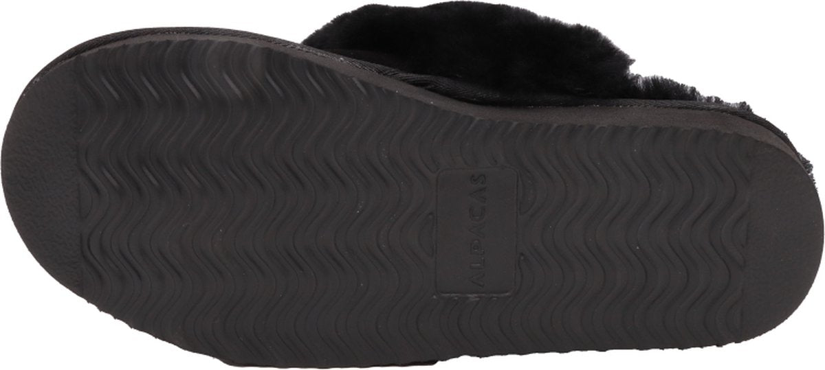 Alpacas Pantoffels Dames - Suède met Schapenwol Voering - Zwart - Maat 43 - 28 cm