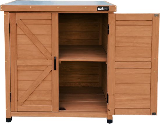 AXI Felix houten opbergkast – Tuinkast van FSC Hout - Magnetisch sluitsysteem - Verstelbare poten - 80x45x93cm - Coffee Bruin