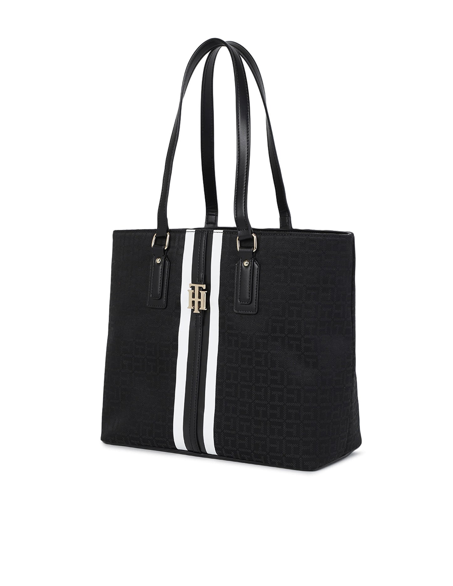 Tommy Hilfiger Jaden Plus Monologo Tote Bag - 100% Polyester - Dames - Handvatten - Ritssluiting - 13x28x33 cm