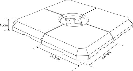 AXI Parasolvoet 4-delig Vulbaar – Zwart – 99 x 99 x 10 cm - Voor Zweefparasols tot 2,5 x 2,5 m of diameter 3 m – Met Handvat – Kunststof