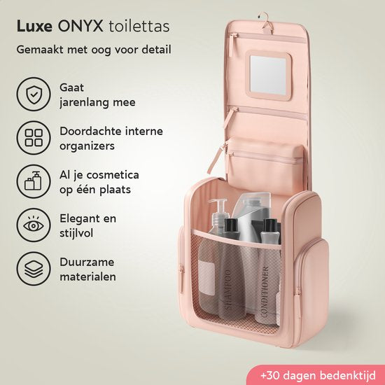 ONYX Toilettas Roze - 11x26x24cm - 7.0L - PU materiaal