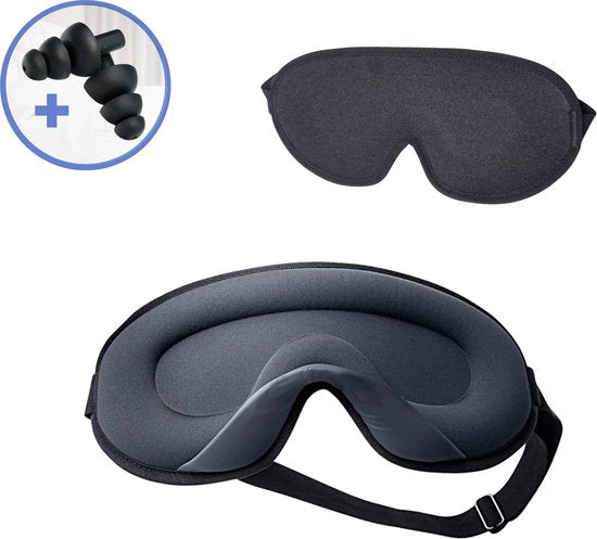 Hilvard - Slaapmasker - Oogmasker - Inclusief Slaap oordopjes - 100% Verduisterend - Verstelbaar - Ergonomisch - Zwart