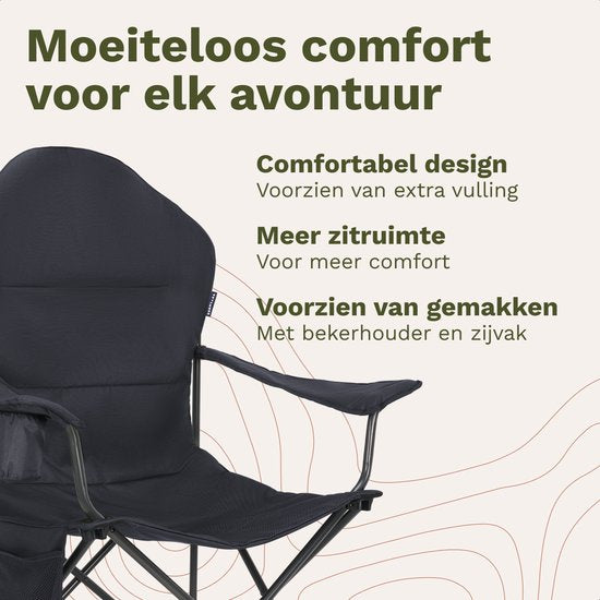 TRVLMORE Campingstoelen XXL - Opvouwbaar - 2-Pack - 160KG Draagvermogen - Incl. Draagtas - Klapstoel - Visstoel - Kampeerstoel - Vouwstoel - Grijs