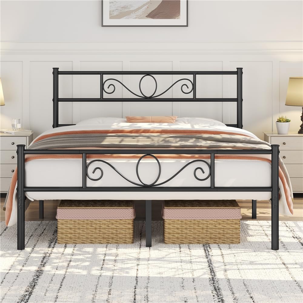 Yaheetech Metalen Bedframe - Zwart - 207 x 162 x 89 cm - Tweepersoons, Matras 160 x 200 cm
