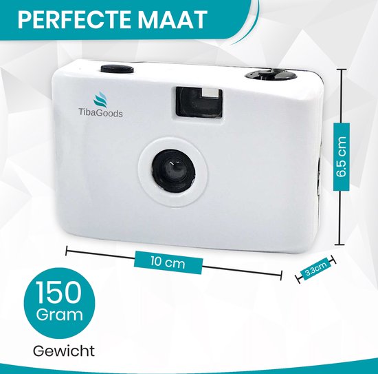 TibaGoods wegwerpcamera - Met rol - Waterdicht - Analoge Camera - Kinder Camera - Wit