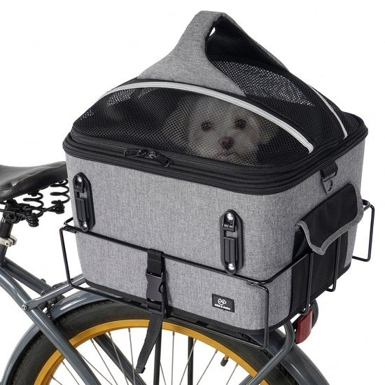 Jake en Jacky Hondenfietsmand - Fietsmand Hond Achterop - Hondenmand Fiets - Autostoel Hond - Kleine Hond max 12 kg - 35x30x31 cm