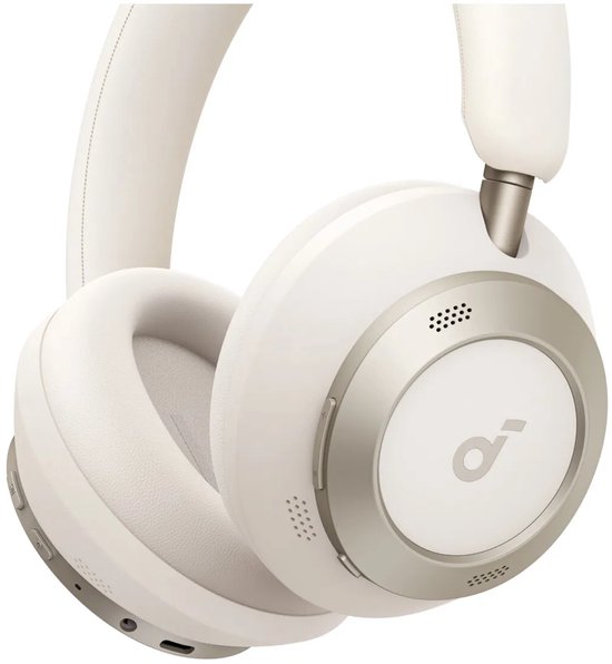 soundcore by Anker Space One Pro Draadloze Over-ear Koptelefoon Wit - Headphones - Active Noise Cancelling, Multipoint Connection, 60 uur Accuduur, Bluetooth 5.3, LDAC, Hi-Res Certified, klein opvouwbaar