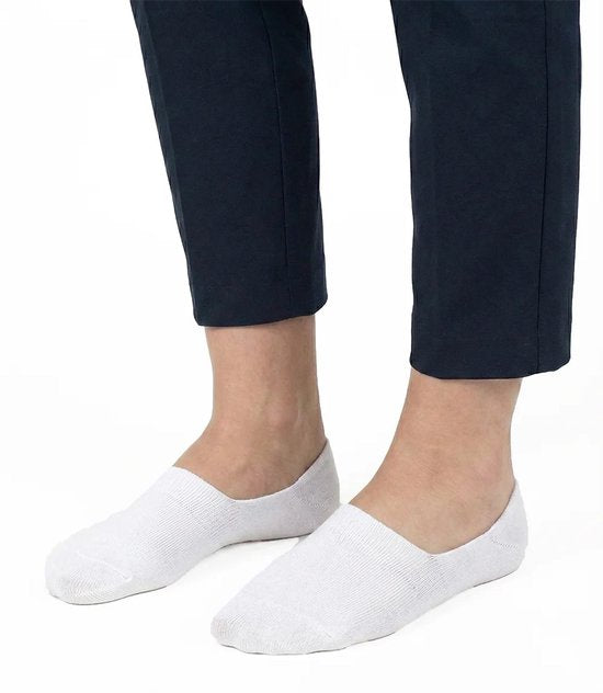 Basset - Unisex Invisible Bamboo Footies - 2-Pack - Maat 35/38 - Wit