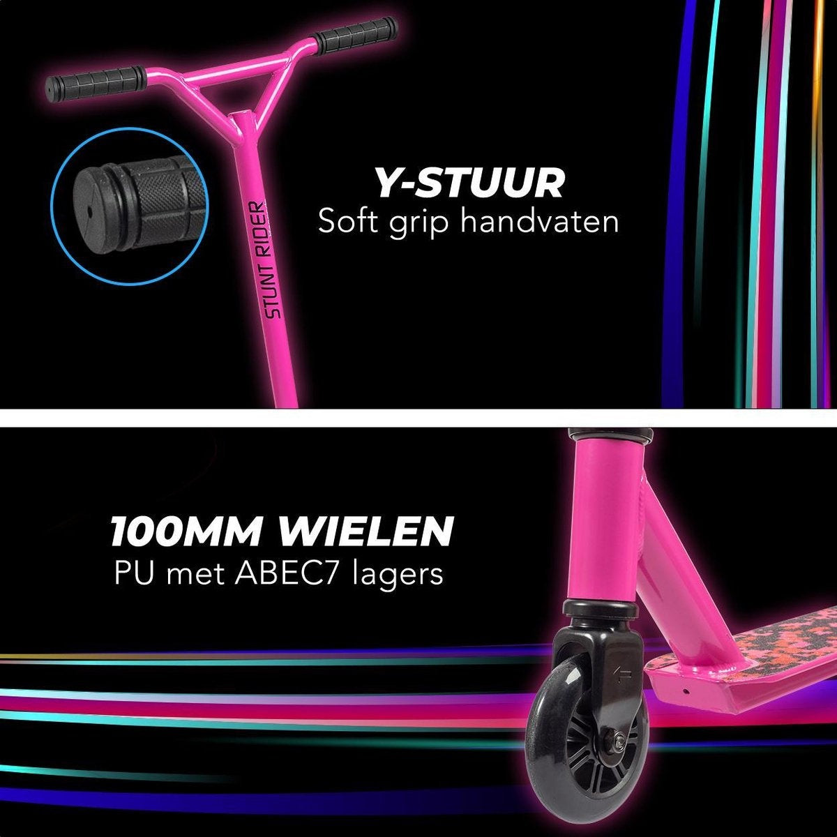 LifeGoods StuntRider - Stuntstep - Step 8+ Jaar - 100mm Wielen - Jongens/Meisjes - Roze