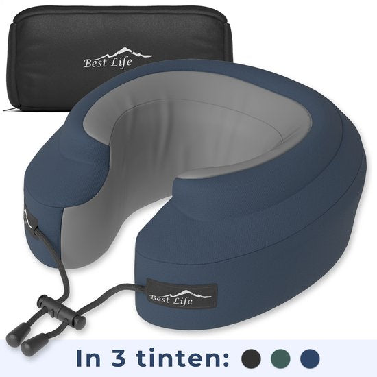 Best Life Nekkussen Vliegtuig - Reiskussen Auto - Memory Foam - Blauw