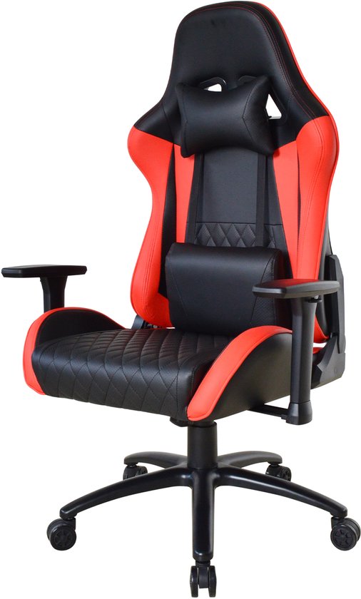 VDD Gaming - Gamestoel - Game Stoel - Gamestoelen - Gamestoel met brede zit - Gamestoel voor grote mensen - rood - zwart - 150kg limiet