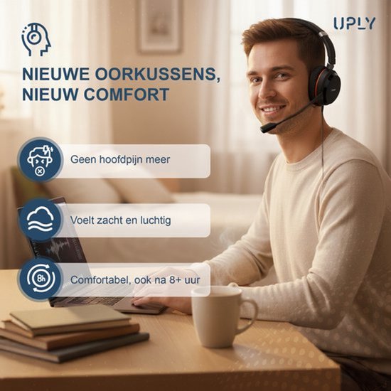 Set Oorkussens voor Jabra Koptelefoon - Evolve 20 Oorkussen - Evolve 20/20se/30/30II/40/65 - Kunstleer met Traagschuim