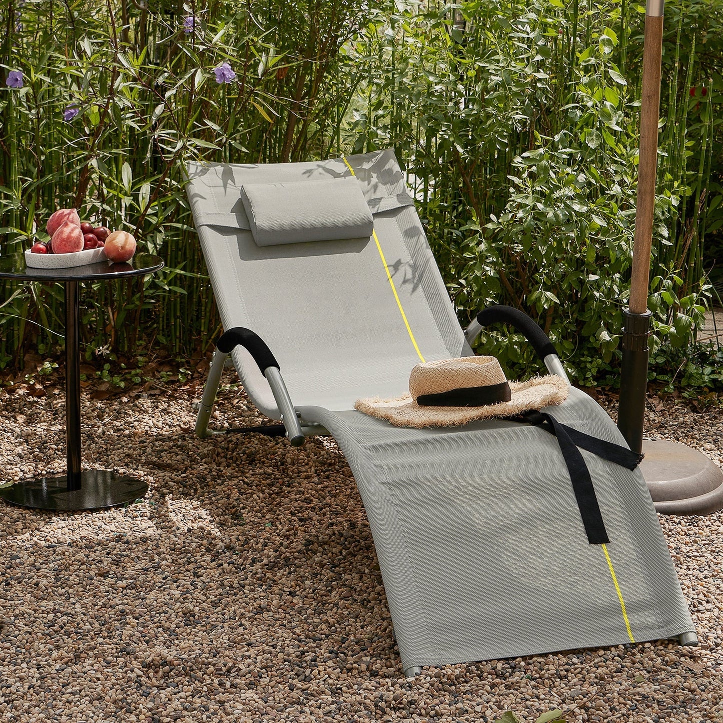 SoBuy Ligstoel met kussen - Max. 120 kg - 165 x 56 x 67 cm - Grijs