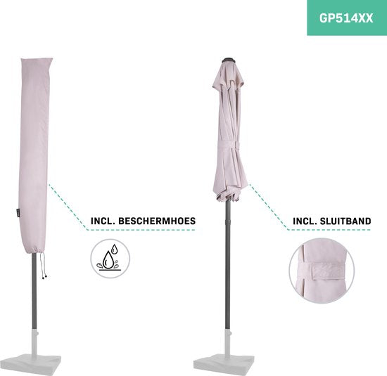 VONROC Premium Stokparasol Torbole Ø200cm - Incl. beschermhoes – Ronde parasol – UV werend doek - Beige