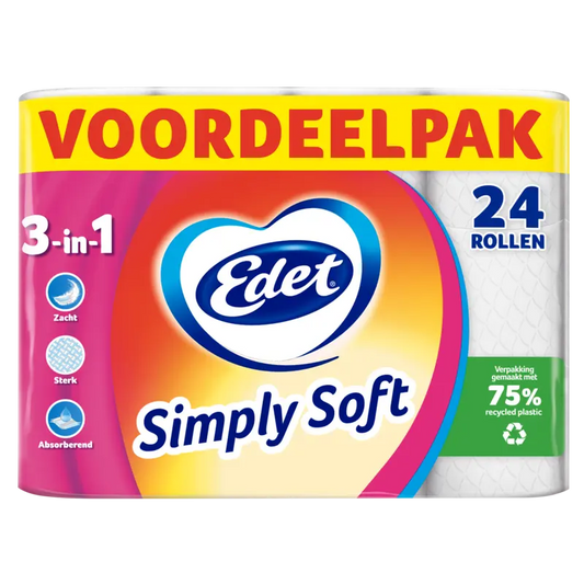 Edet Simply Soft Toiletpapier - 24 Rollen Voordeelpak - Zacht & Sterk