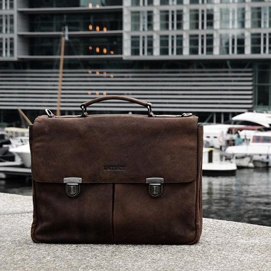 DSTRCT Wall Street A4 Laptoptas - 15,4 inch - Bruin