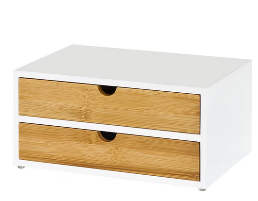 SoBuy 2-Laags Opberglade voor Koffiecapsules - Organizer voor Koffie en Theezakjes - 30 x 20 x 14 cm - Wit