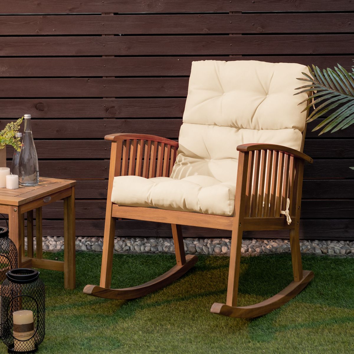 Coast Zit- en Rugkussen voor Terrasstoel - 3-positie verstelbaar - Antislip touwriemen - Beige