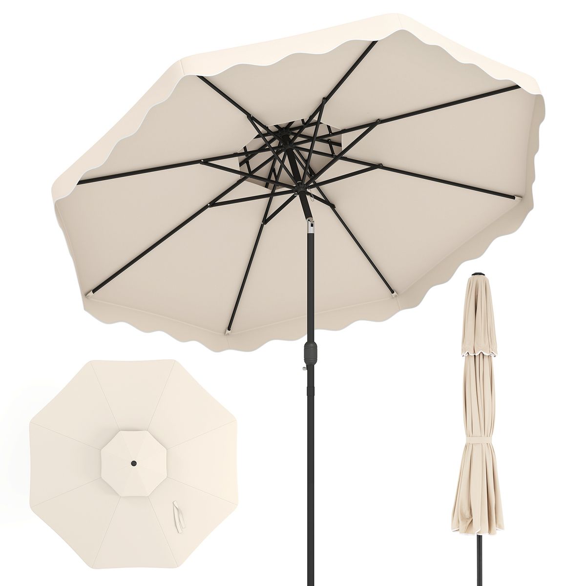 Coast terrasparasol - verstelbare hoek - stevig metalen frame - beige 300 x 300 cm