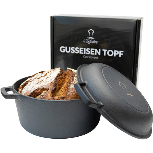Chefarone Gietijzeren Pan - Voor Braden, Smoren, Koken en Bakken - Fornuis en Oven - Inclusief Deksel - Tot 300°C