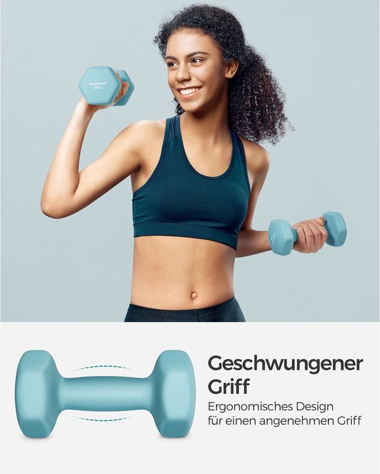 Songmics Dumbbellset - 2-delig - 2x2 kg - Neopreen - Turquoise