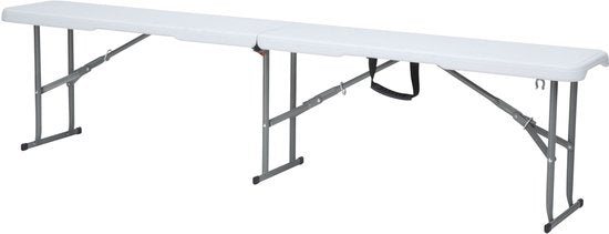AXI Elba Bierbank opklapbaar – Wit – 183 cm – Inklapbaar – Met Handgrepen – Perfect om mee te nemen - Stalen Frame & HDPE Kunststof – Tot 320 kg – Draagbaar & Ruimtebesparend