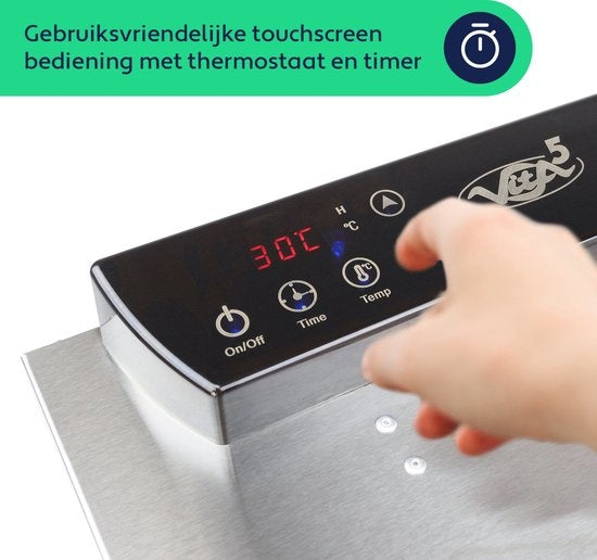 Vita5 Nobel S Voedseldroger – Droogoven - RVS – 24-Uurs Timer - 30-90°C – 400 Watt – Led-bedieningspaneel – Dehydrator – 6 Laags - Voedsel drogen op extreem lage temperatuur van slechts 30°C