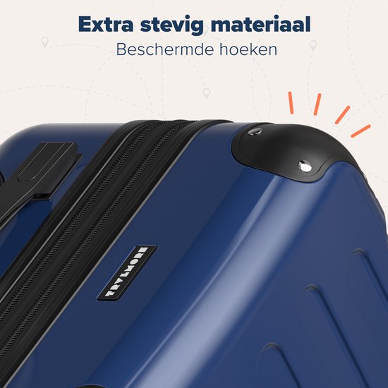 TRVLMORE Kofferset - 3 Delig - 45L Handbagage + 75L en 115L Ruimbagage - TSA Slot - Lichtgewicht - Reiskoffer set - Donkerblauw