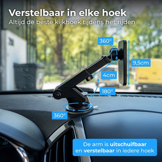 Nuvance Telefoonhouders Auto - Telefoonhouder met Zuignap - Geschikt voor MagSafe - Incl USB-C kabel - Draadloze Oplader - Gsm Houder Auto