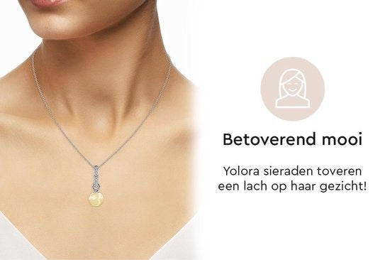 Yolora Ketting – Kalpa Camaka Parel & Kristallen – Zilverkleurig – 18K Witgoud Verguld – Luxe Giftbox