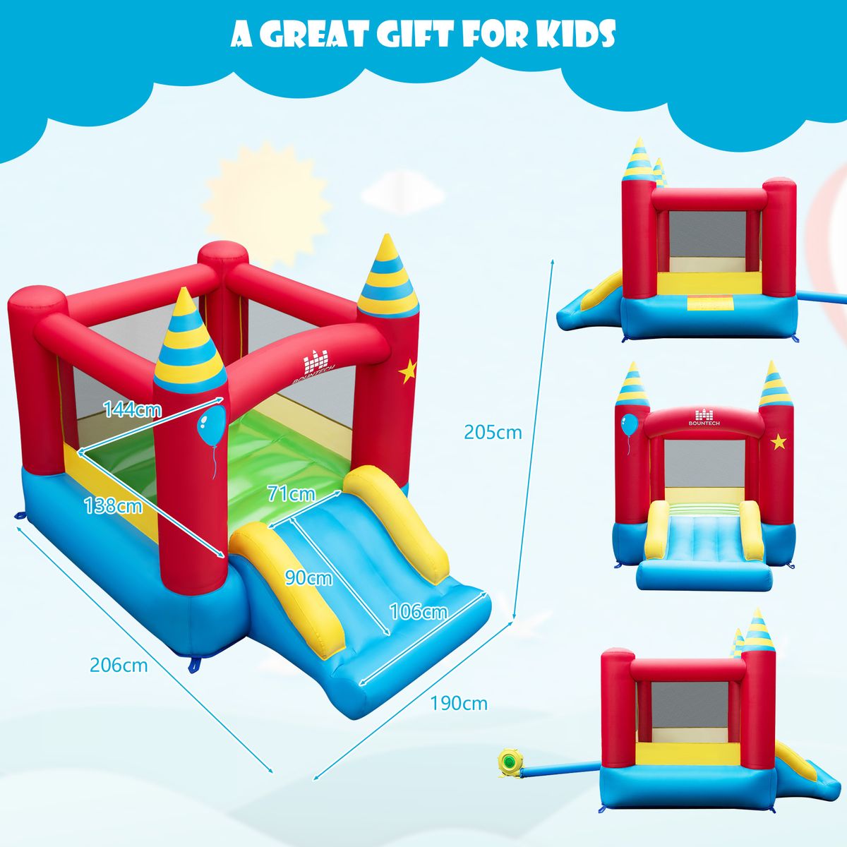 Coast Springkasteel voor kinderen - met glijbaan en draagtas - zonder blower - 190 x 260 x 205 cm