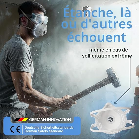 Heldenwerk FFP3 Stofmasker met Ventiel - Pak van 10 - Fijnstofmasker met Verstelbare Hoofdband