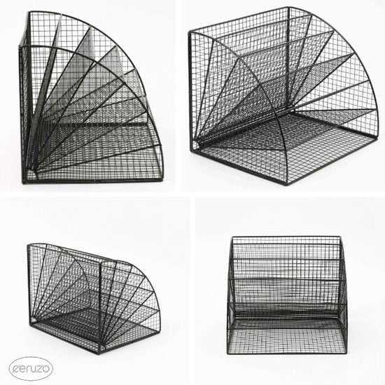 Ceruzo Brievenbak – Bureauorganiser 6 Vakken – Metaal – Industriële Stijl – 35x28x28 cm