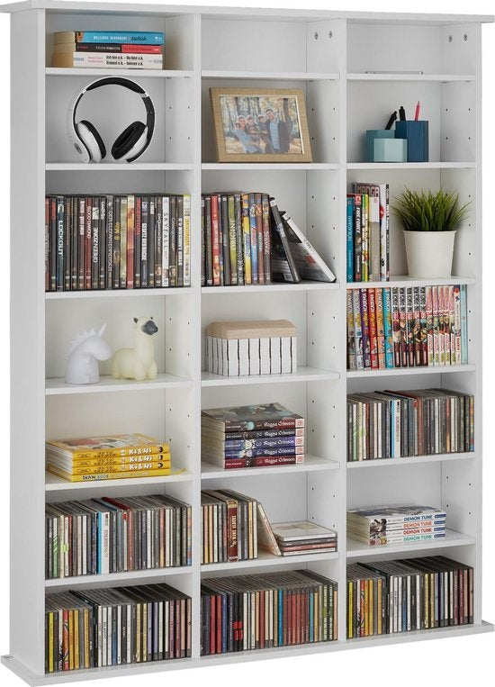 tectake - CD-kast boekenkast Stevie 105,5x19x136,5cm - wit - 403618