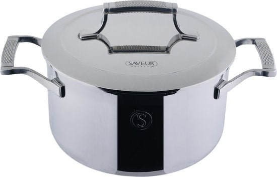 Saveur Voyage Kookpan Ø22 cm – Tri-Ply RVS – PFAS-vrij – Geschikt voor Inductie & Oven