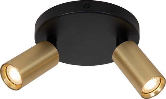 Lucide RITMO - Plafondspot (Plafondlamp) - Ø 15 cm - 2xGU10 (MR11) - Mat Goud / Messing