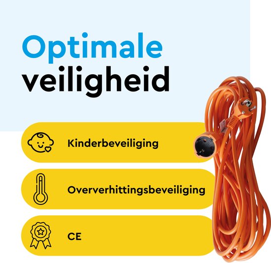 BRASQ Verlengsnoer 10 meter Oranje - Verlengkabel met randaarde - Verlengkabel voor binnen